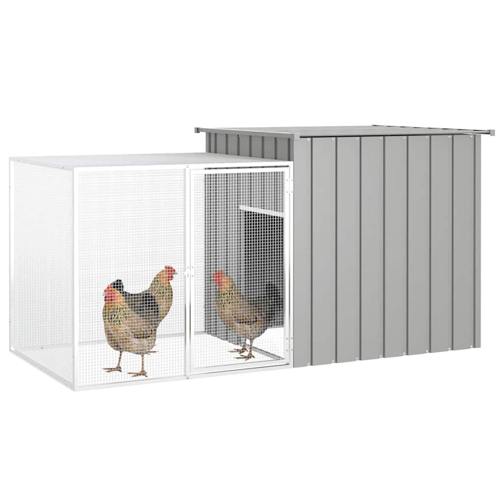 vidaXL Klec pro kuřata šedá 200 x 91 x 100 cm pozinkovaná ocel