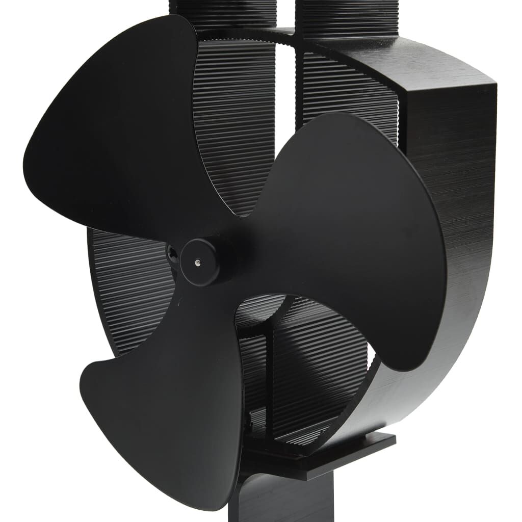 vidaXL Teplem poháněný ventilátor na kamna 3 lopatky černý