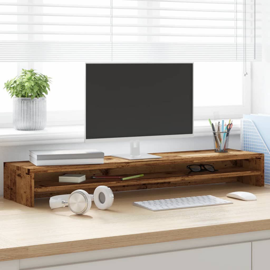 vidaXL Stojan na monitor old wood 100 x 24 x 13 cm kompozitní dřevo
