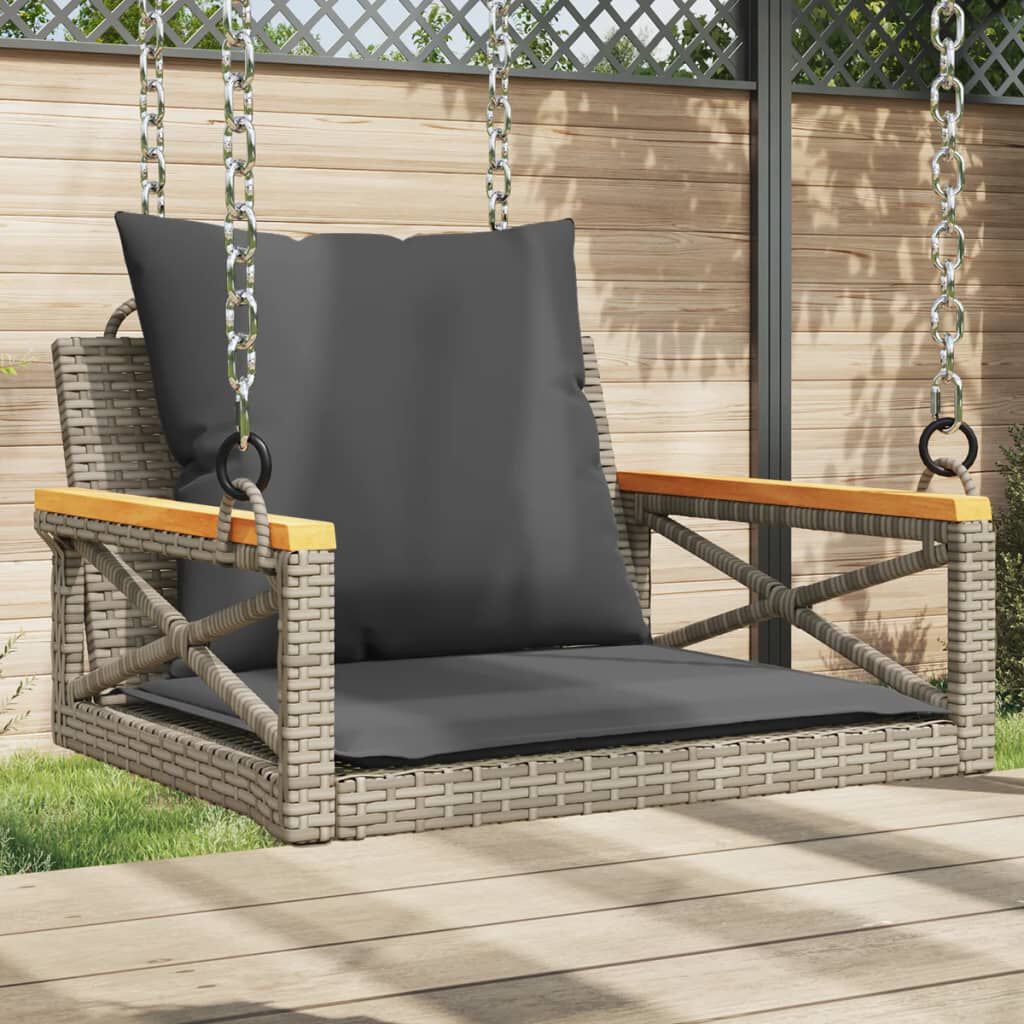 vidaXL Houpací lavice s poduškami šedá 63 x 62 x 40 cm polyratan