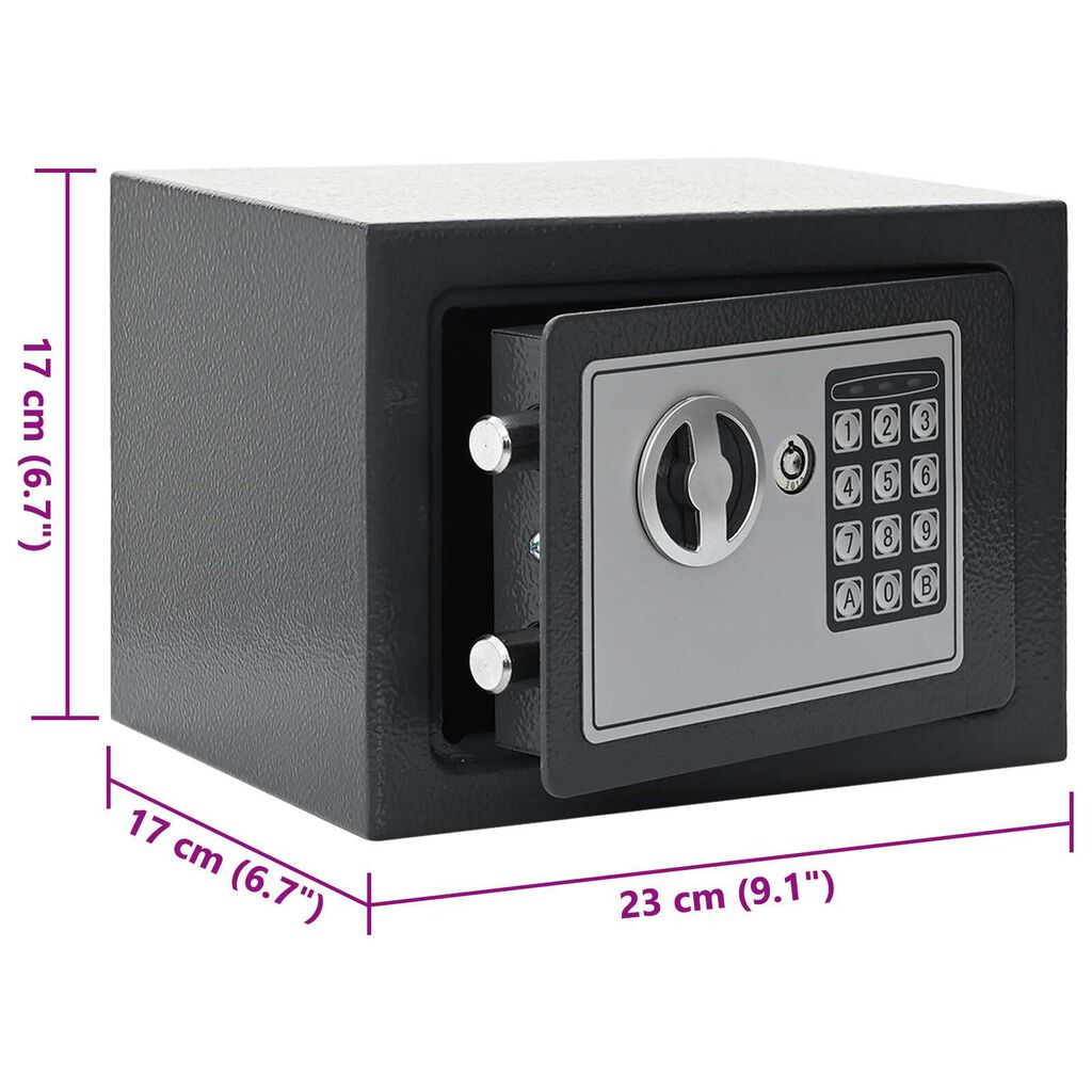 vidaXL Elektronický digitální trezor tmavě šedý 23x17x17 cm ocel