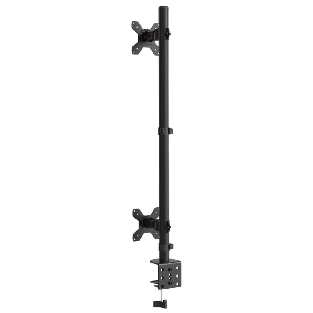 vidaXL Držák na dva monitory černý ocel VESA 75/100 mm