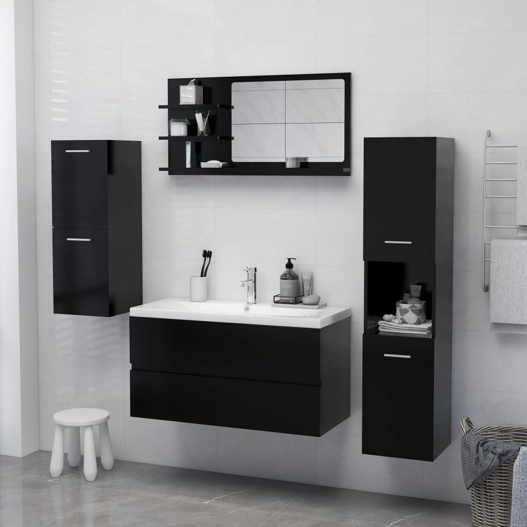 vidaXL Koupelnové zrcadlo černé 90 x 10,5 x 45 cm kompozitní dřevo