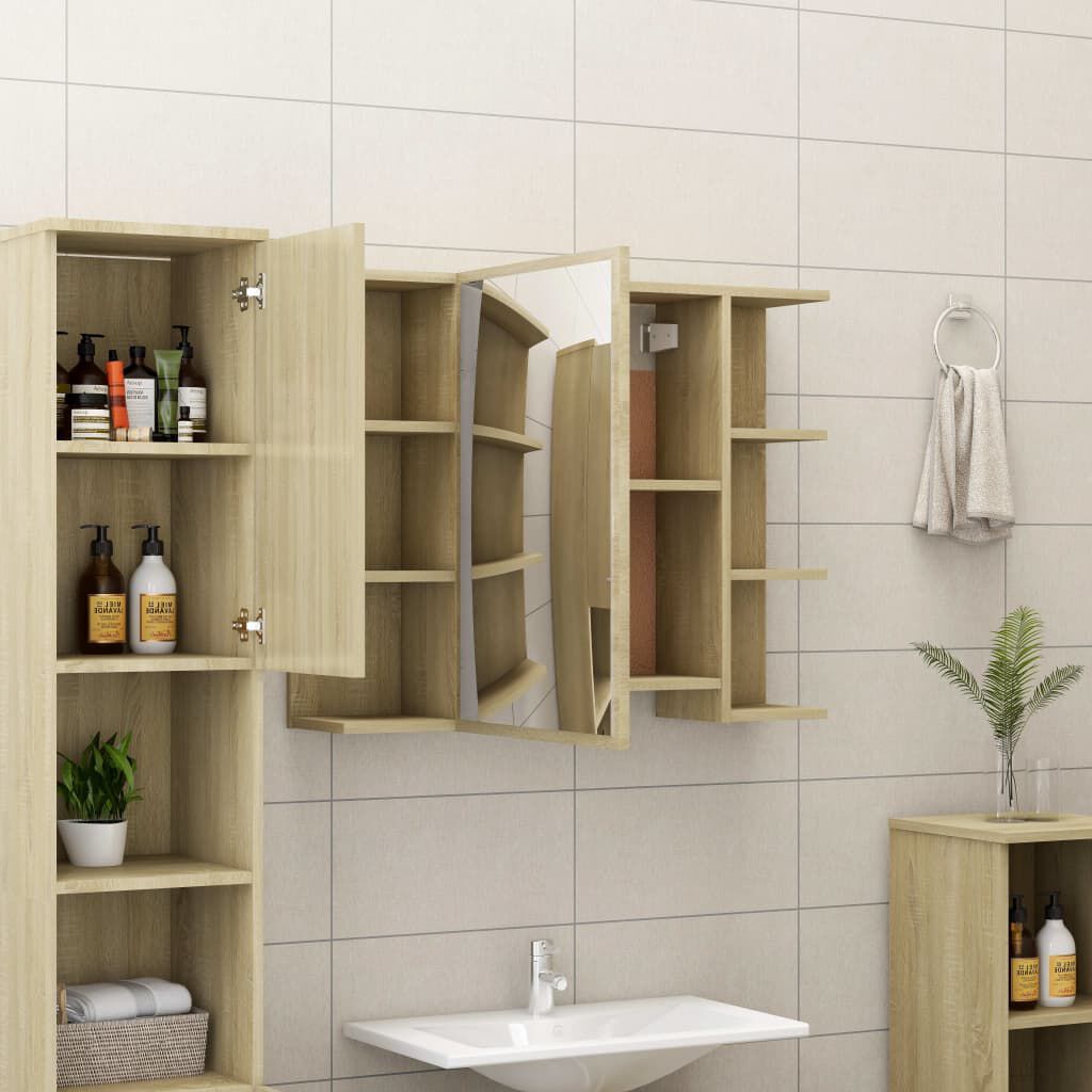 vidaXL Koupelnová skříňka zrcadlo sonoma dub 80x20,5x64 cm