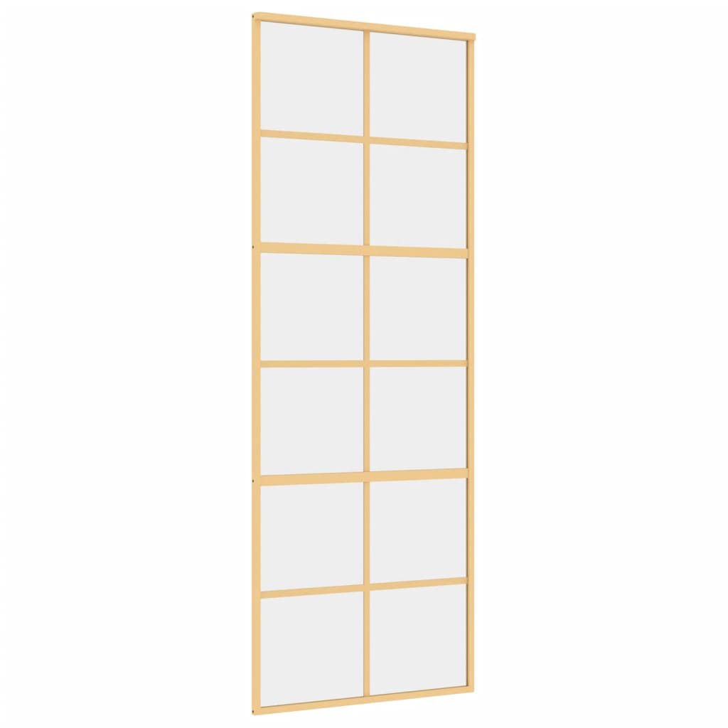 vidaXL Posuvné dveře zlaté 76 x 205 cm čiré ESG sklo a hliník