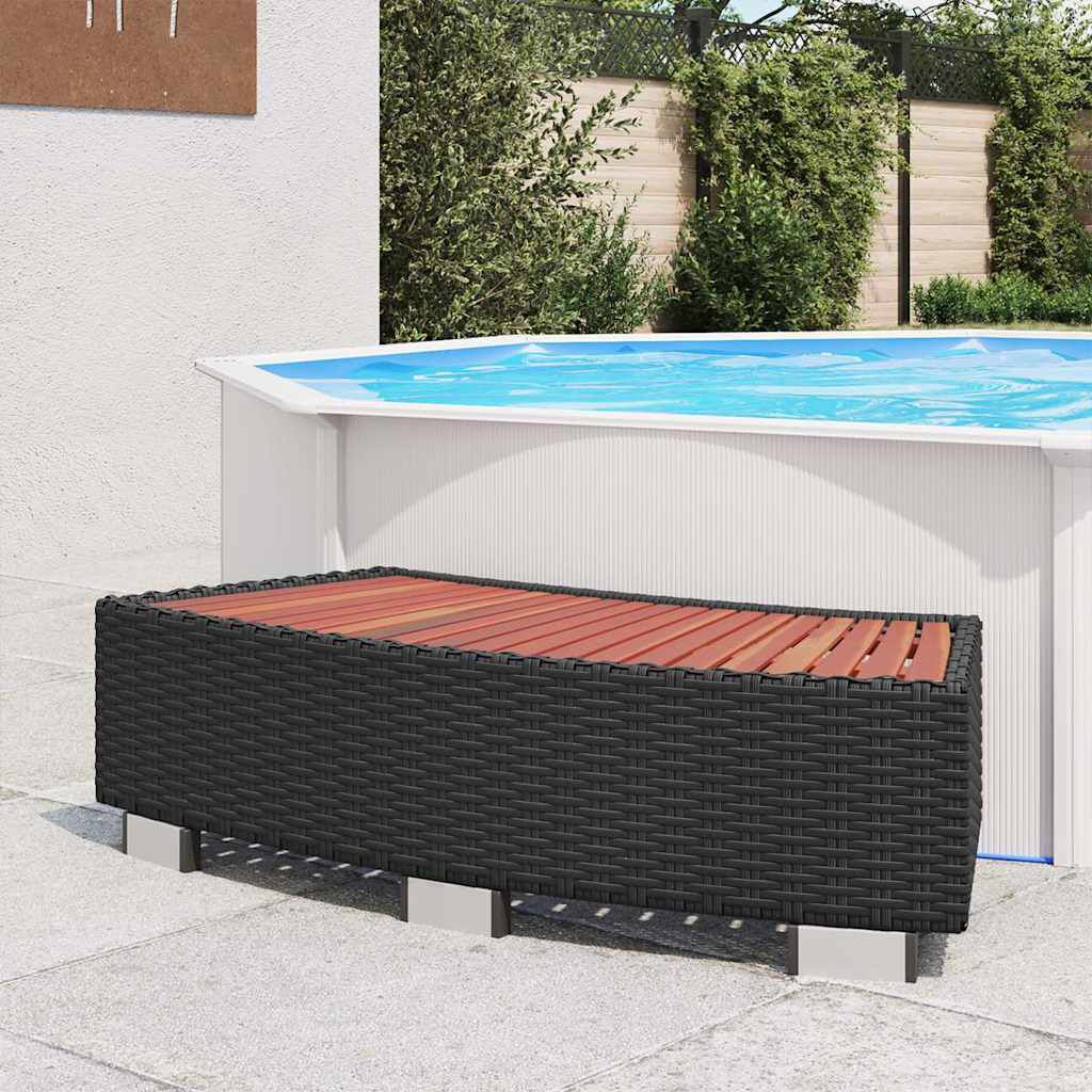 vidaXL Schůdek k vířivce polyratan 92 x 45 x 25 cm černý