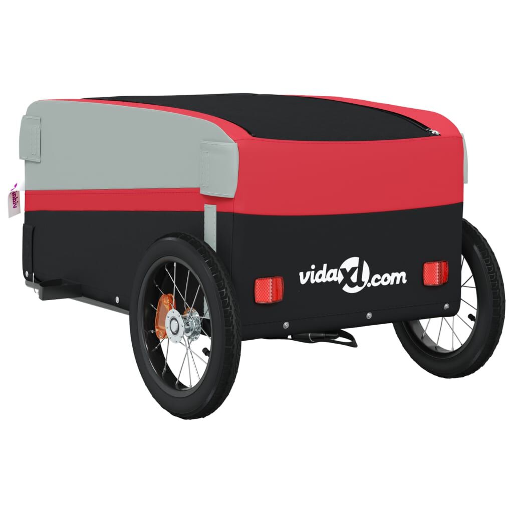 vidaXL Vozík za kolo černý a červený 30 kg železo