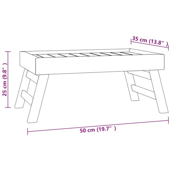 vidaXL Skládací podnos 55 x 35 x 25 cm masivní teakové dřevo