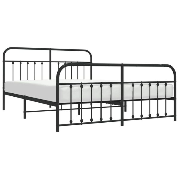 vidaXL Kovový rám postele bez matrace s nožním čelem černý 180x200 cm